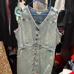 Wrangler Light Blue Denim Mini Dress with Front Buttons